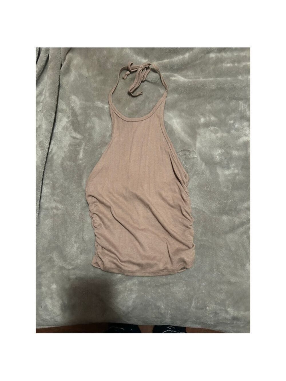 Women's Heart & Hips Beige Ribbed Halter Tank Top S